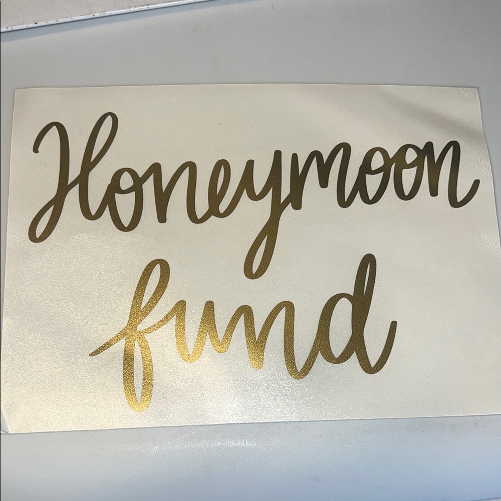 Gold Honeymoon Fund Decal